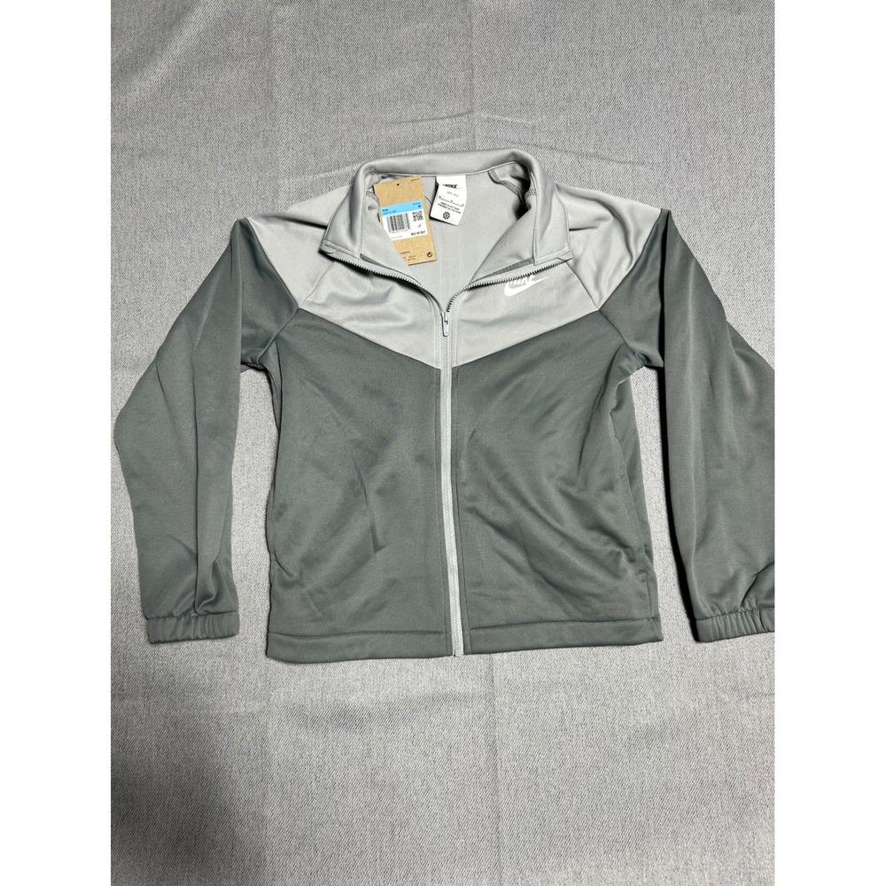 Nike Track Jacket Kids Size M Grey Dri-FIT Colorblock Full Zip HQ9315-084